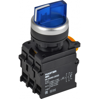 Переключатель с подсветкой на 3 положения IEK MASTER MI-SW60-20XD-4-14-3-K07 2NO синий