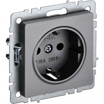 Розетка 1-местная с заземлением без защитных шторок 16А IEK BRITE РС11-1-0-БрС сталь - BR-R11-16-K46 Розетка 1-местная с заземлением без защитных шторок 16А IEK BRITE РС11-1-0-БрС сталь - BR-R11-16-K46