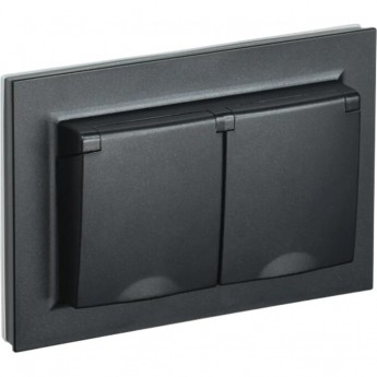 Розетка 2-местная с заземлением с защитными шторками и крышкой 16А в сборе IP44 РСбш12-3-44-БрЧ черный IEK BRITE BR-R26-16-44-K02-F Розетка 2-местная с заземлением с защитными шторками и крышкой 16А в сборе IP44 РСбш12-3-44-БрЧ черный IEK BRITE BR-R26-16-44-K02-F