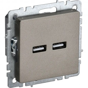 Розетка BRITE IEK BR-U21-D31-K37 USB A+A 3.1А РЮ10-1-БрШ шампань Розетка BRITE IEK BR-U21-D31-K37 USB A+A 3.1А РЮ10-1-БрШ шампань