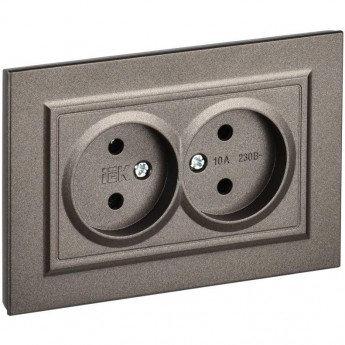 Розетка IEK BRITE РС12-2-БрТБ 10А без заземляющего контакта и шторок, бронза BR-R20-10-K45-F Розетка IEK BRITE РС12-2-БрТБ 10А без заземляющего контакта и шторок, бронза BR-R20-10-K45-F