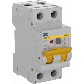 Выключатель автоматический дифференциального тока IEK KARAT KA-VD14-1-016-C-010-A C 16А 10мА тип A АВДТ32EM Выключатель автоматический дифференциального тока IEK KARAT KA-VD14-1-016-C-010-A C 16А 10мА тип A АВДТ32EM